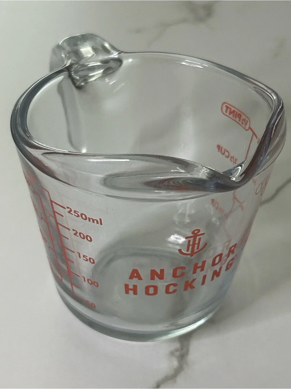 Anchor Hocking Clear Glass Measuring Cup with Red Markings